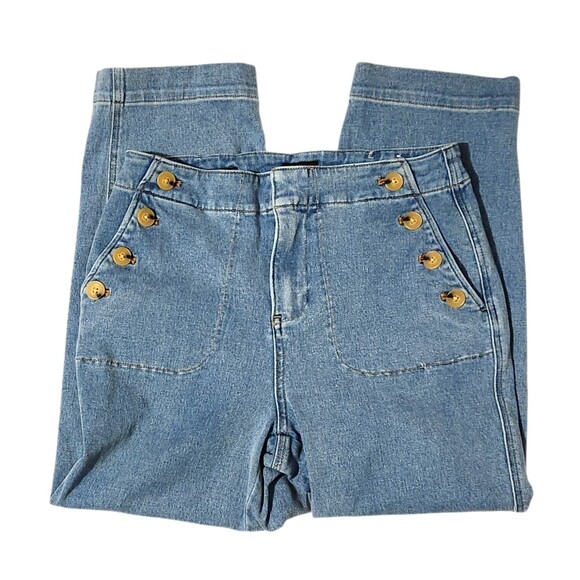 Talbots Sailor Jeans Straight Leg Cropped High Rise Light Wash Womens Size 8 - Picture 2 of 10